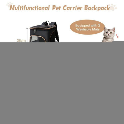 Erweiterbarer Katzen- und Hunderucksack, faltbar, L, Schwarz