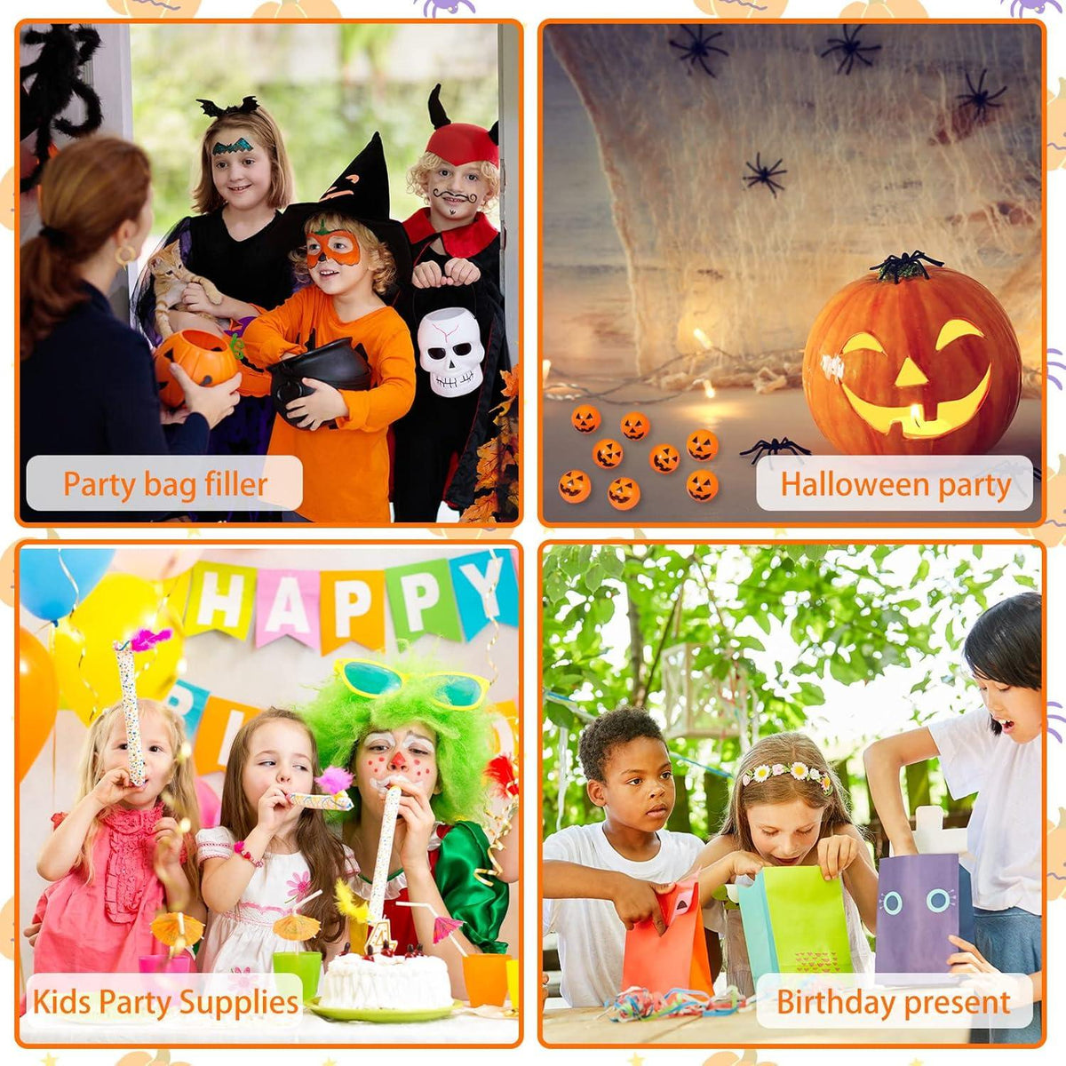 20 Stück Halloween Kürbis Gummiball Flummi Partytüten Pinata Füller Kinder