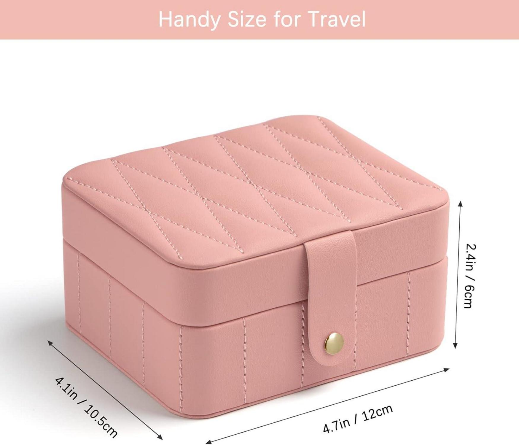 Kleine Rosa Schmuckbox Reise Schmuckschatulle Damen Diamant Leder