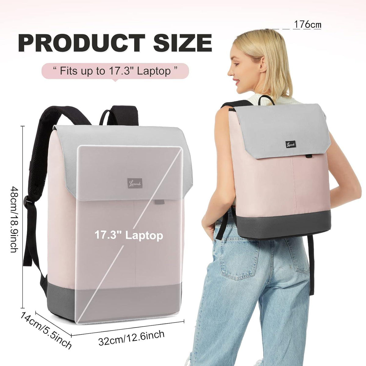 Rucksack Damen 17 Zoll Laptop Schulrucksack Mädchen Teenager mit