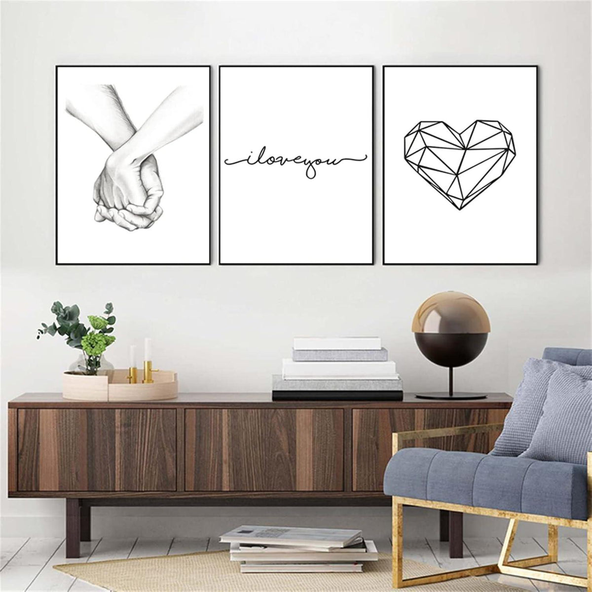 Trayosin 3-teiliges Poster Set Hand in Hand Liebe Wandbilder