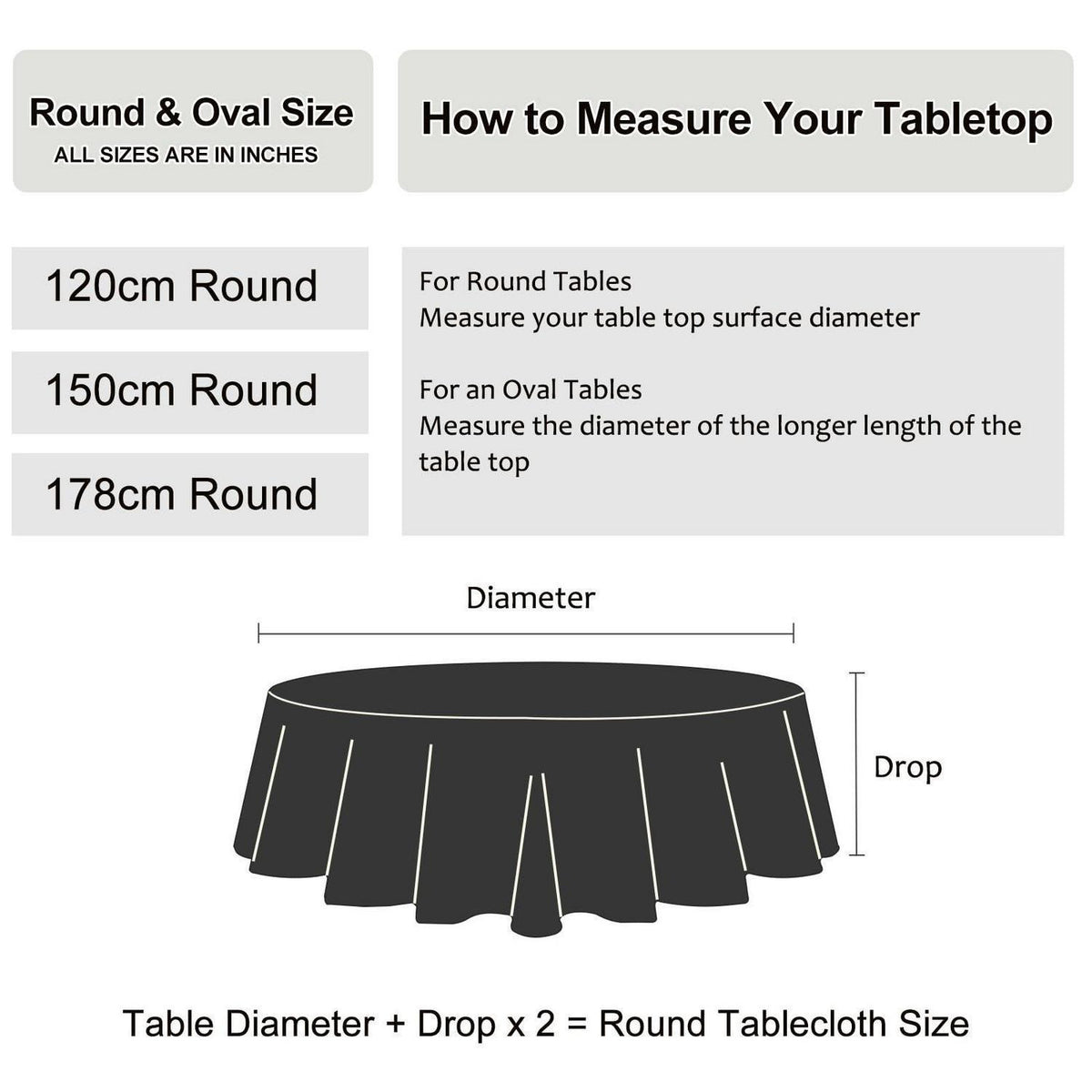 Runde Tischdecke 150 cm – Weiß, Knitterfrei & Wasserabweisend