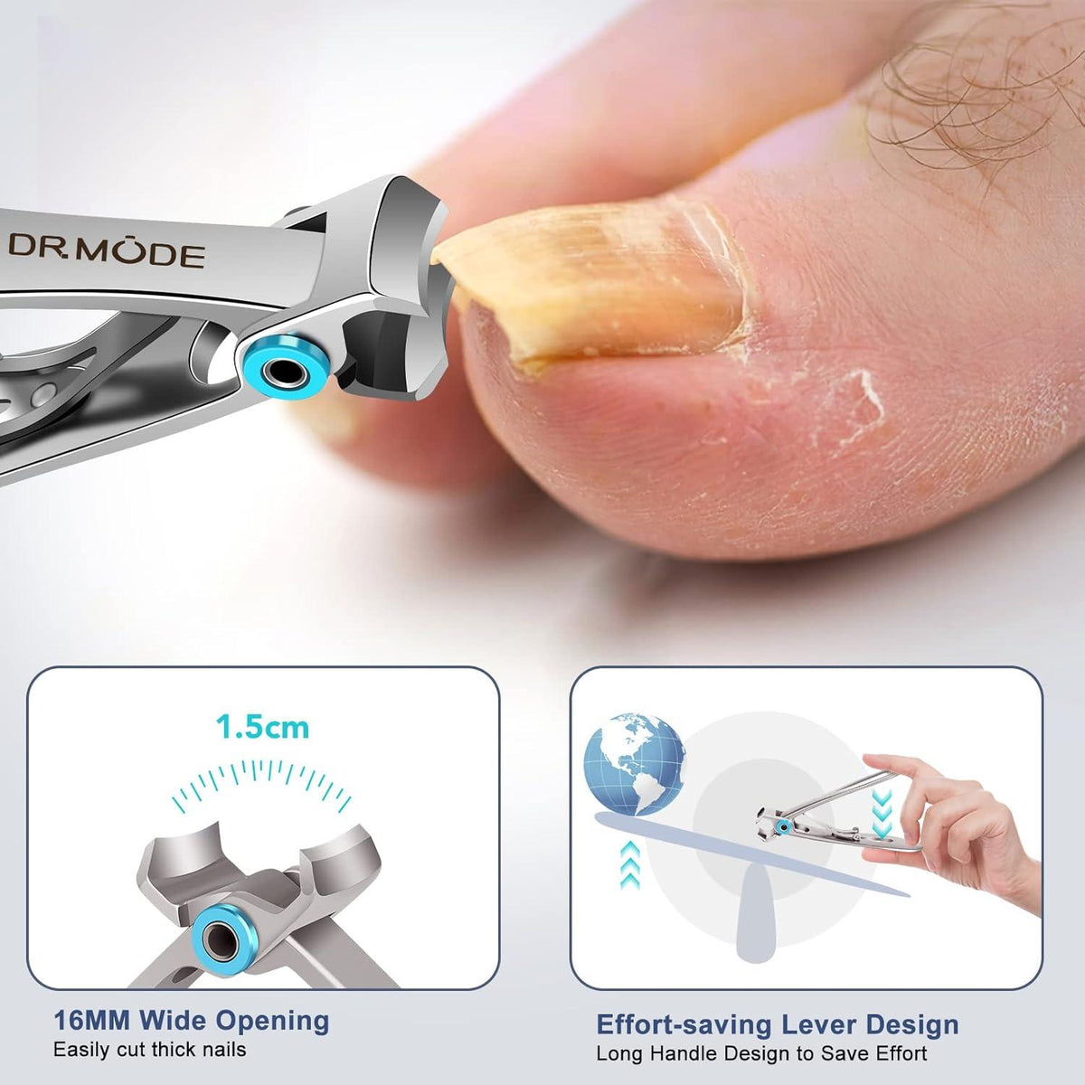 DRMODE Profi Fußnagelzange Set - Scharfer Nagelzwicker für Senioren