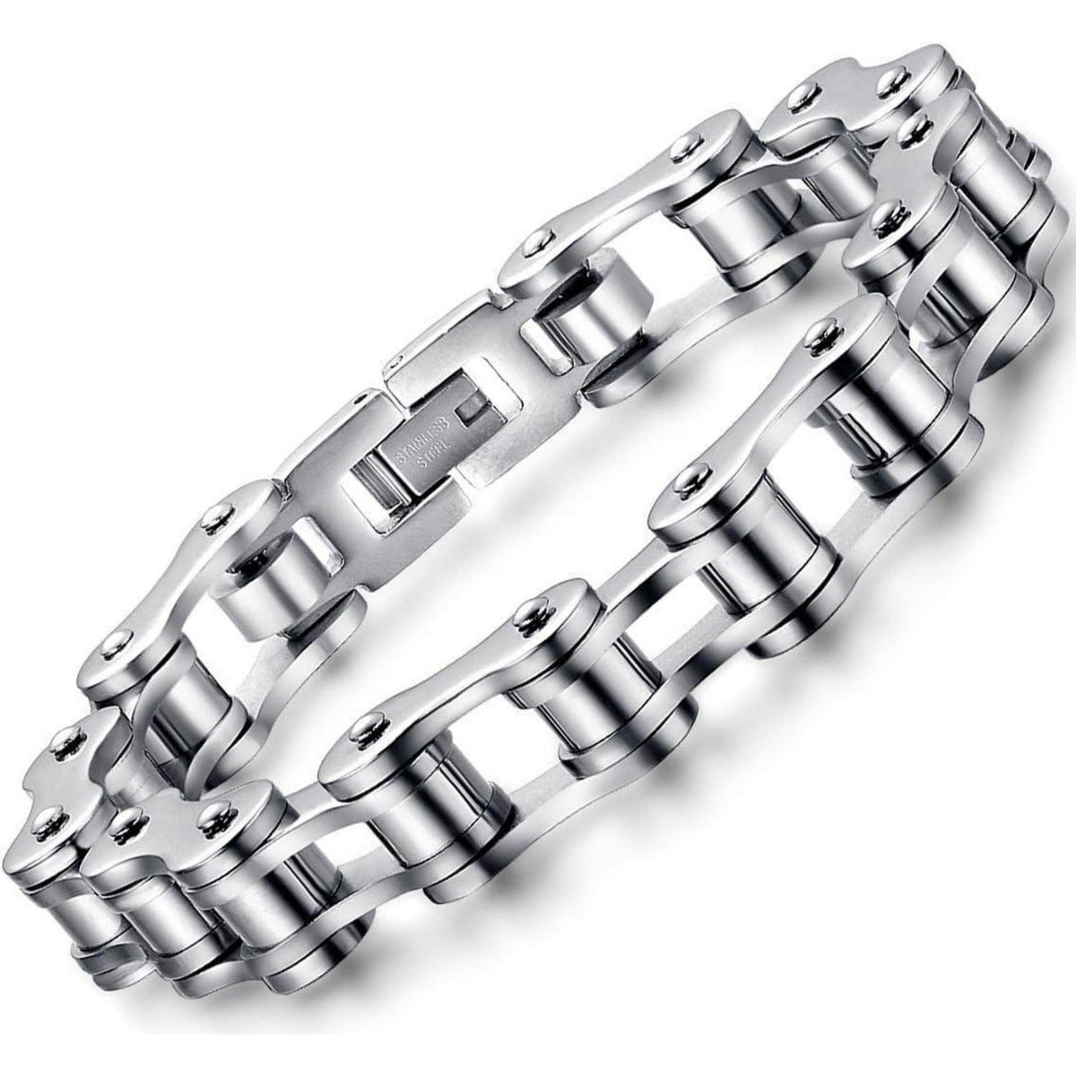 Herren Armband Edelstahl Gliederkette Biker Stil 21.5cm
