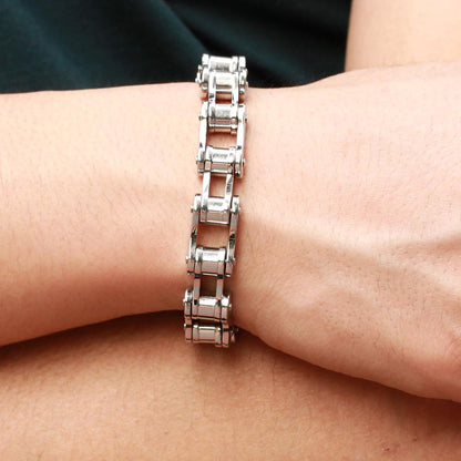 Herren Armband Edelstahl Gliederkette Biker Stil 21.5cm