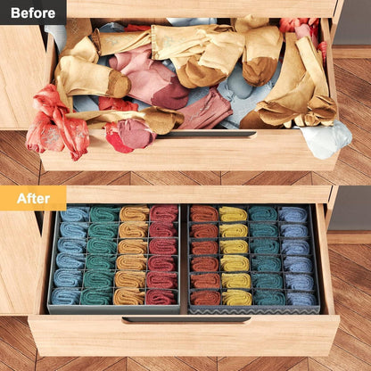 24-Zellen Schubladen Organizer für Socken & Unterwäsche, Grau
