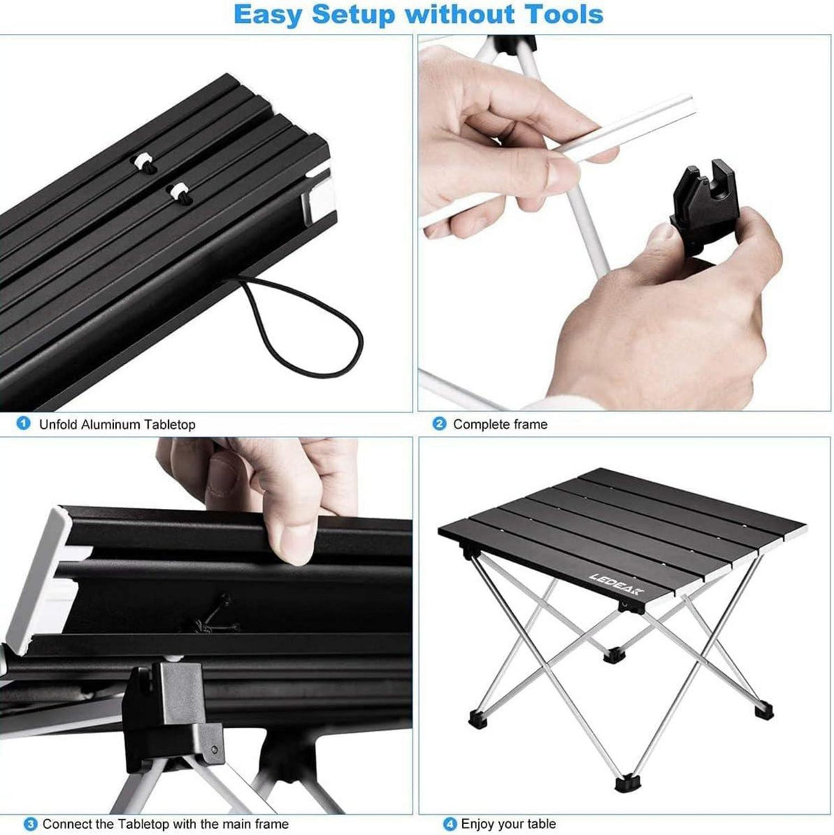 Tragbarer Camping-Klapptisch Aluminium Leicht mit Tasche