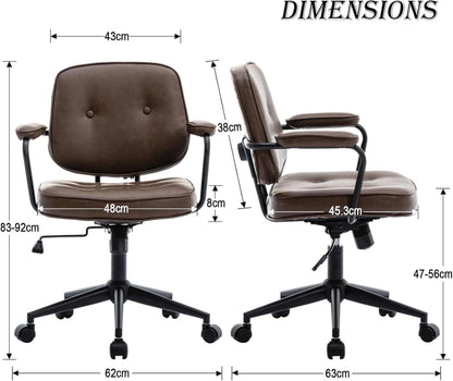 Ergonomischer Bürostuhl Braun PU-Leder Schreibtischstuhl