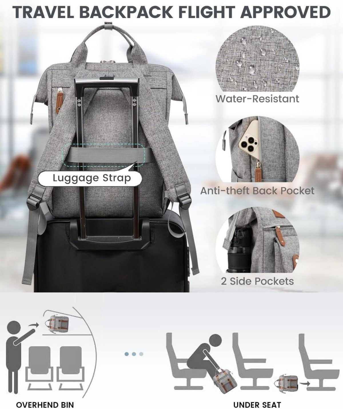 LOVEVOOK Damen Rucksack 15,6 Zoll Laptop Schulrucksack Wasserdicht Uni Business