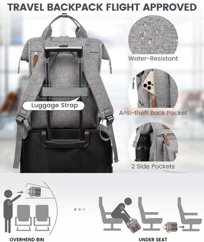 LOVEVOOK Damen Rucksack 15,6 Zoll Laptop Schulrucksack Wasserdicht Uni Business