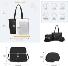 Damen Schultertasche 3-teiliges Set Kontrastfarbe Quaste