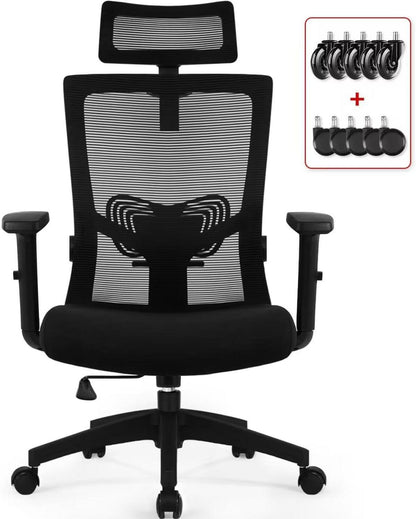 Ergonomischer Bürostuhl mit verstellbarer Kopfstütze & Armlehnen