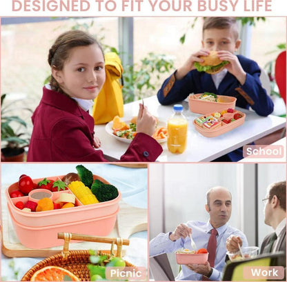 Bugucat Lunchbox Kinder Bentobox 1900ML 5 Fächer Vesperbox Picknick Arbeit