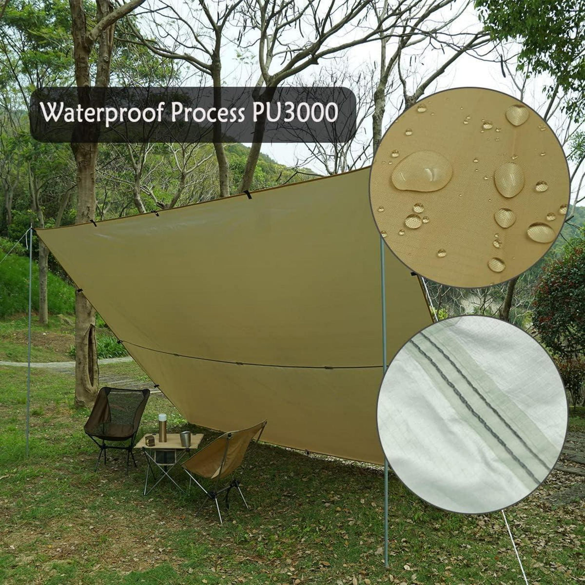 Ultraleichtes 4x4 Wasserdichtes Zeltplane mit Ösen - Multifunktionales Sonnensegel