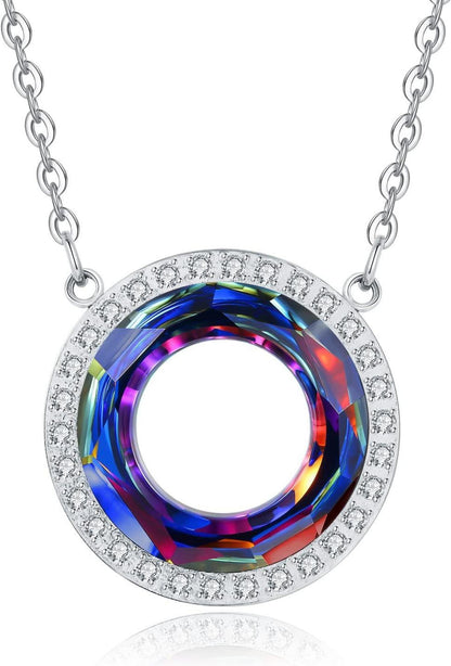 Grüne Kristall Halskette 925 Sterling Silber Anhänger 45cm