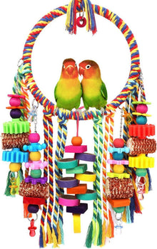 Vogelspielzeug Ringschaukel Swing Perch mit Kauspielzeug für kleine