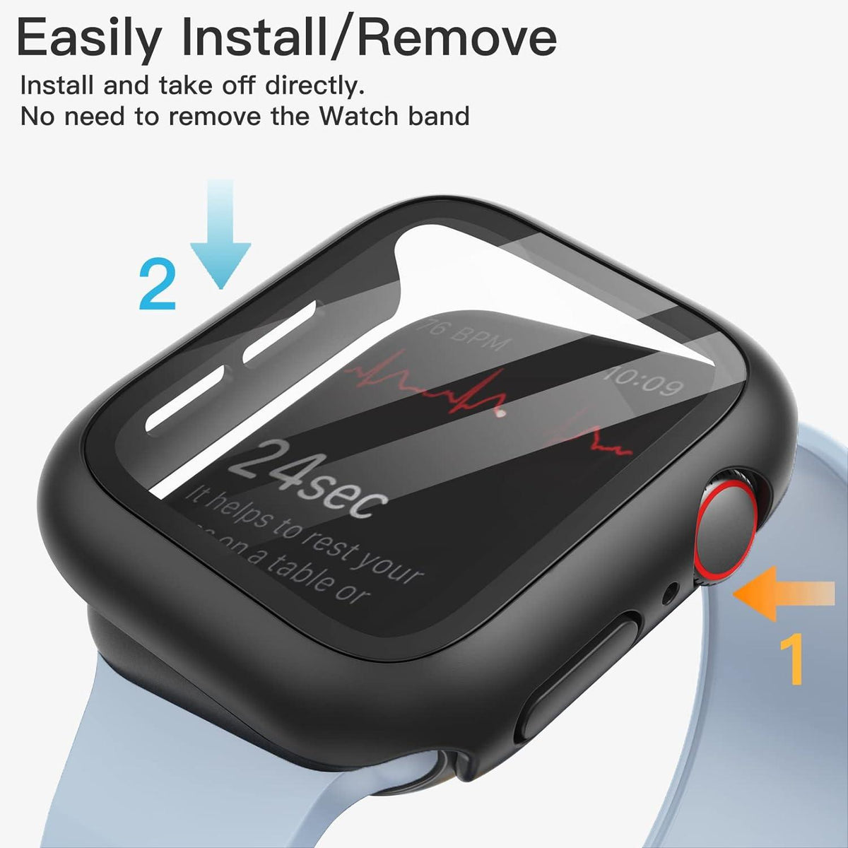 Schutzhülle mit Displayschutz für Apple Watch SE Series 6 5 4 44 mm Schwarz
