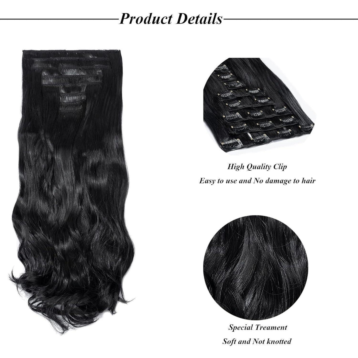 45cm Clip in Haarverlängerung Schwarz – Voluminös & Natürlich