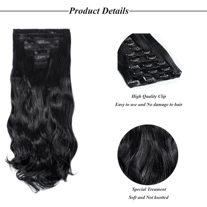 45cm Clip in Haarverlängerung Schwarz – Voluminös & Natürlich