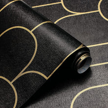 Selbstklebende Geometrische Muster Schwarz Gold Vinyl Tapete 44×300cm