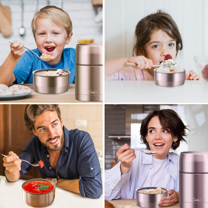Thermobehälter 800ml Warmhaltebox für Essen mit Löffel, 9h warm, 14h kalt