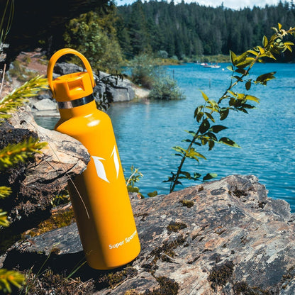 Edelstahl Thermosflasche mit Strohhalm 750ml Mango