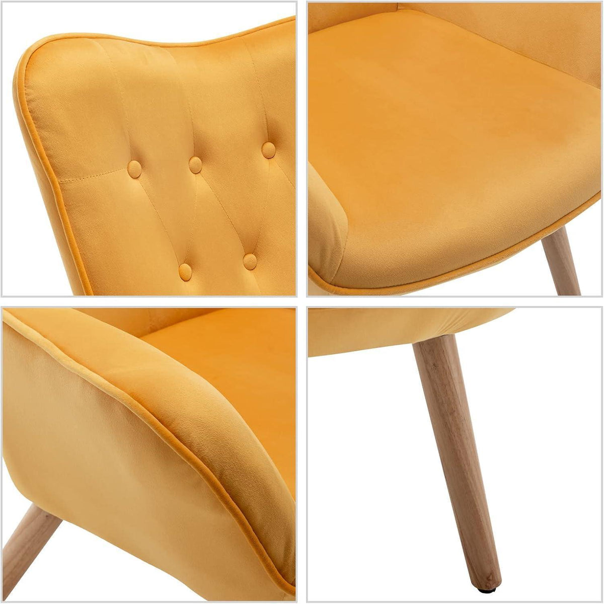 Ohrensessel mit Hocker – Gelber Samt Relaxsessel Wohnzimmer