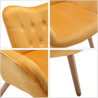 Ohrensessel mit Hocker – Gelber Samt Relaxsessel Wohnzimmer