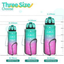 Sport Trinkflasche mit Zeitmarkierung, auslaufsicher, BPA-frei, 500ml Smaragd-lila