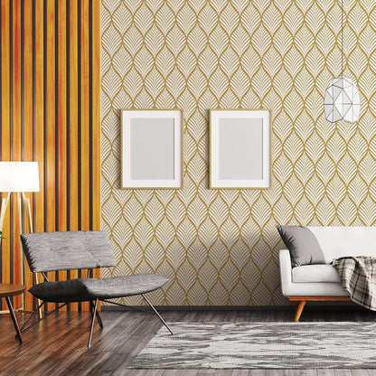 Moderne Geometrische Selbstklebende Tapete Gold Weiß 44,5x500cm