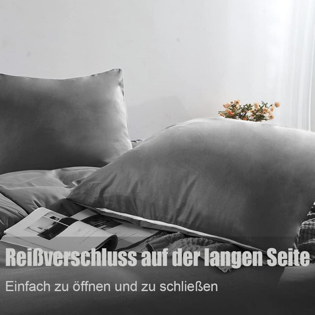 Kissenbezug 80x80 Anthrazit 2er Set Mikrofaser bügelfrei
