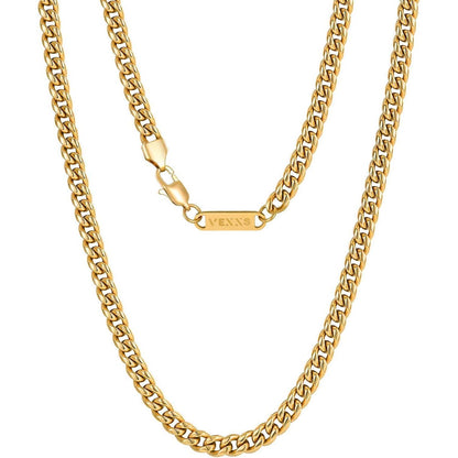 Herren Panzerkette 18K Gold beschichtet Cuban Miami Gliederkette
