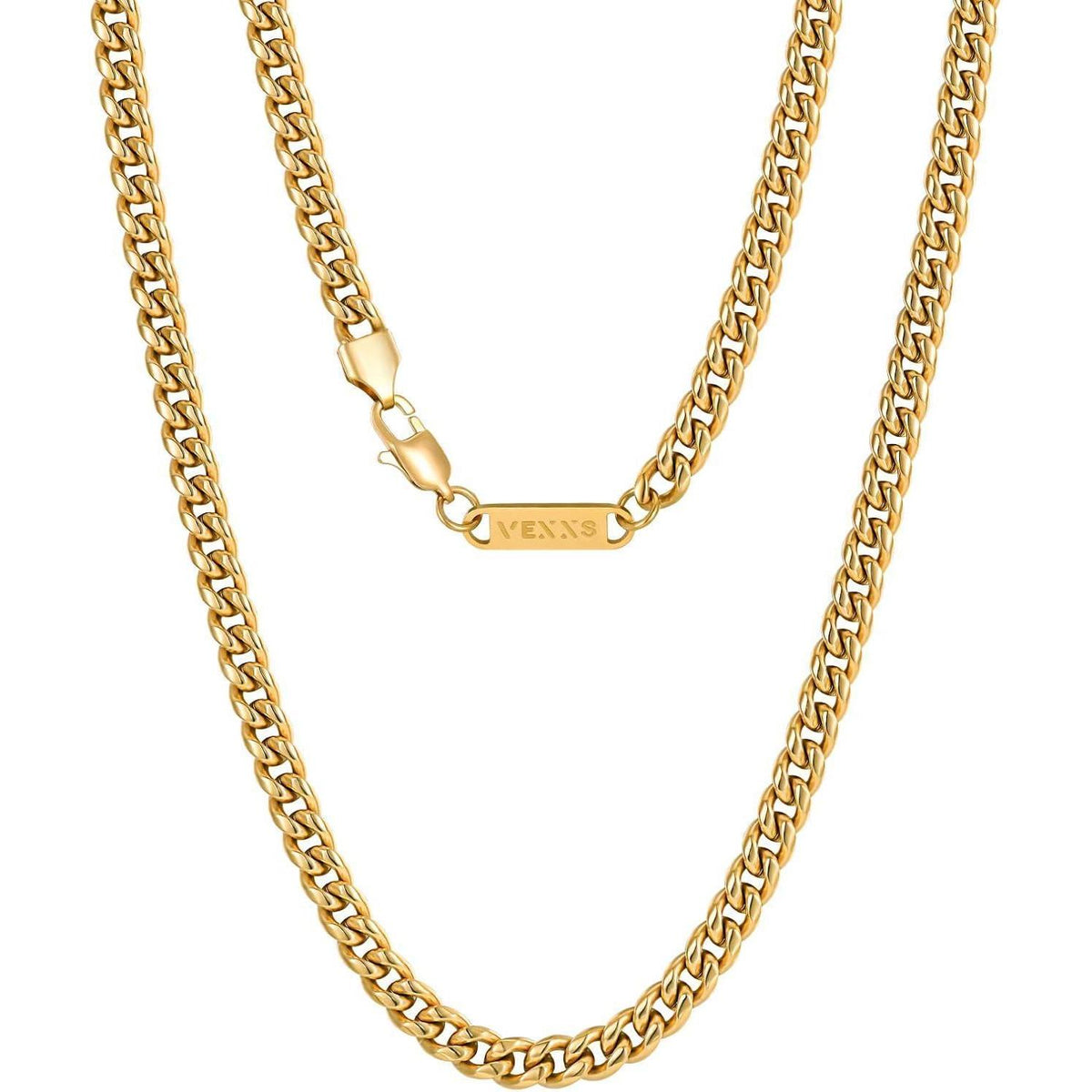 Herren Panzerkette 18K Gold beschichtet Cuban Gliederkette 4mm 61cm