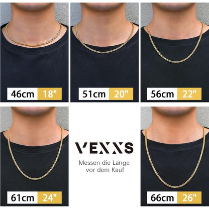 Herren Panzerkette 18K Gold beschichtet Cuban Gliederkette 4mm 61cm