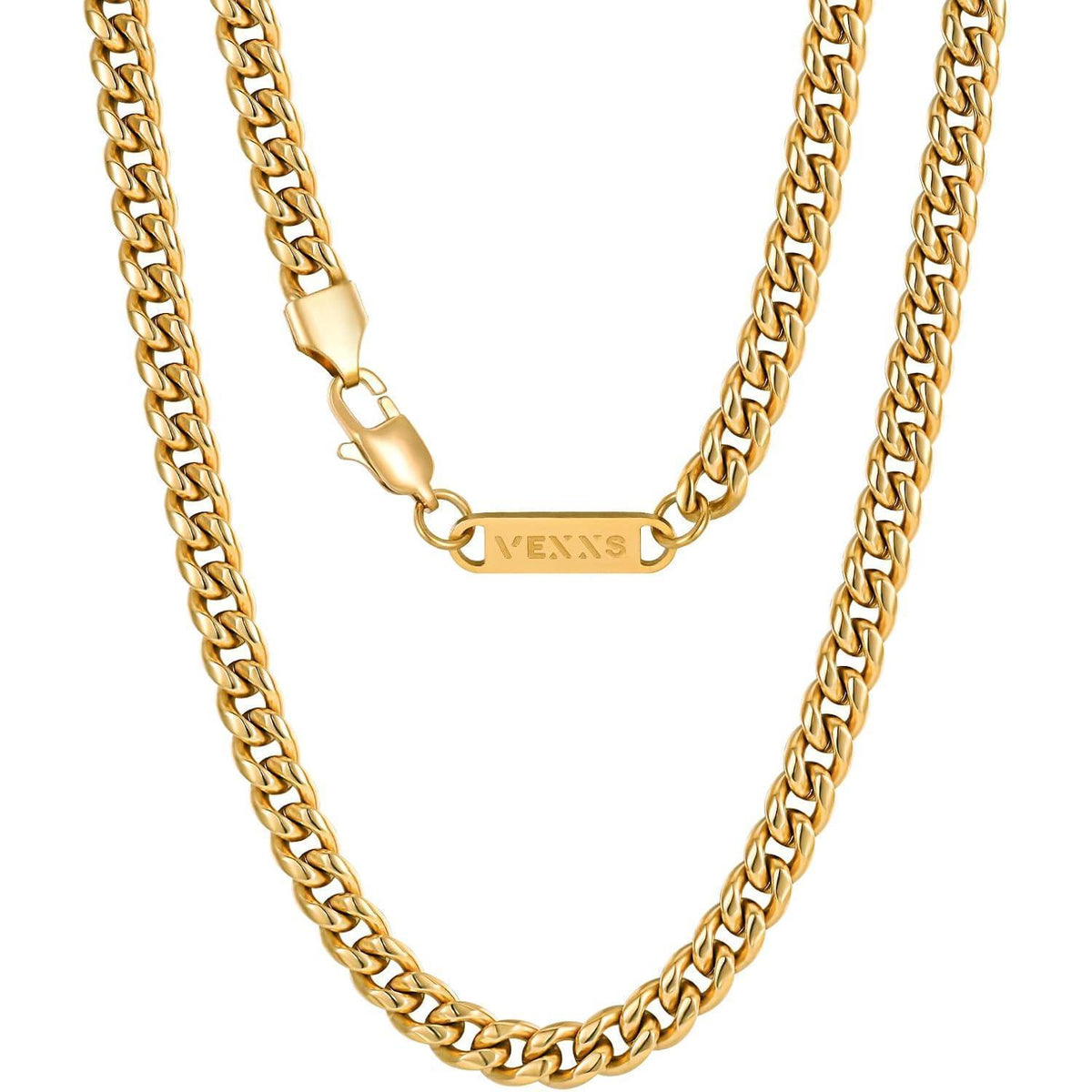 Herren Panzerkette 18K Gold beschichtet Cuban Miami Gliederkette 6mm 51cm