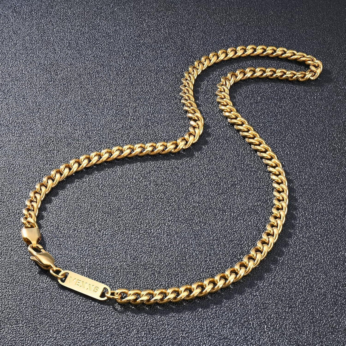 Herren Panzerkette 18K Gold beschichtet Cuban Halskette 6mm 46cm