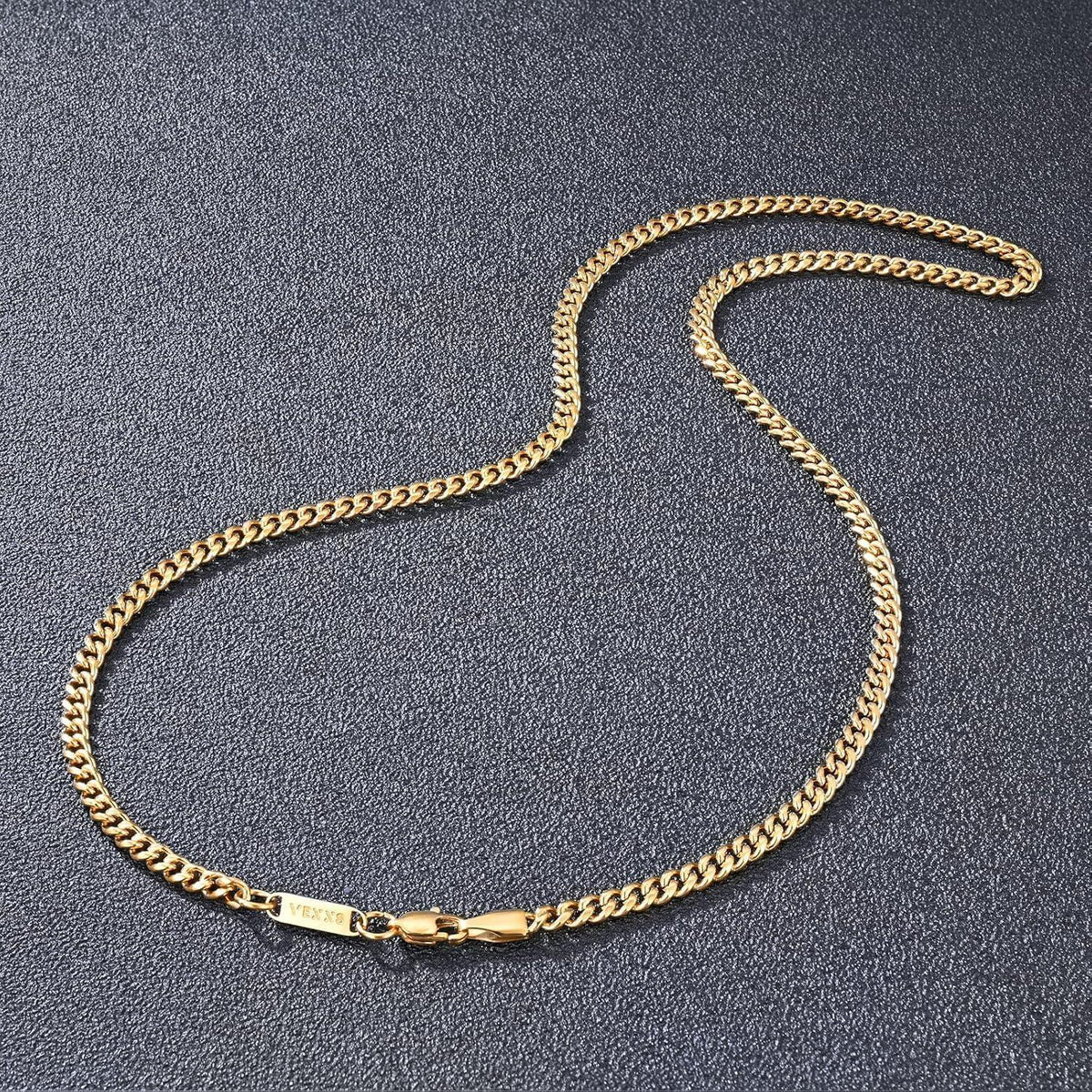 Herren Panzerkette 18K Gold beschichtet Cuban Halskette 3mm 61cm