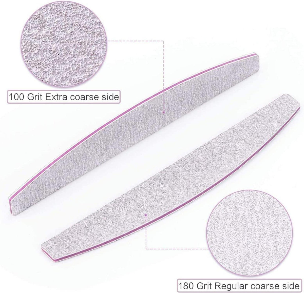 Professionelle Doppelseitige Nagelfeilen 100/180, 5er Set in Grau
