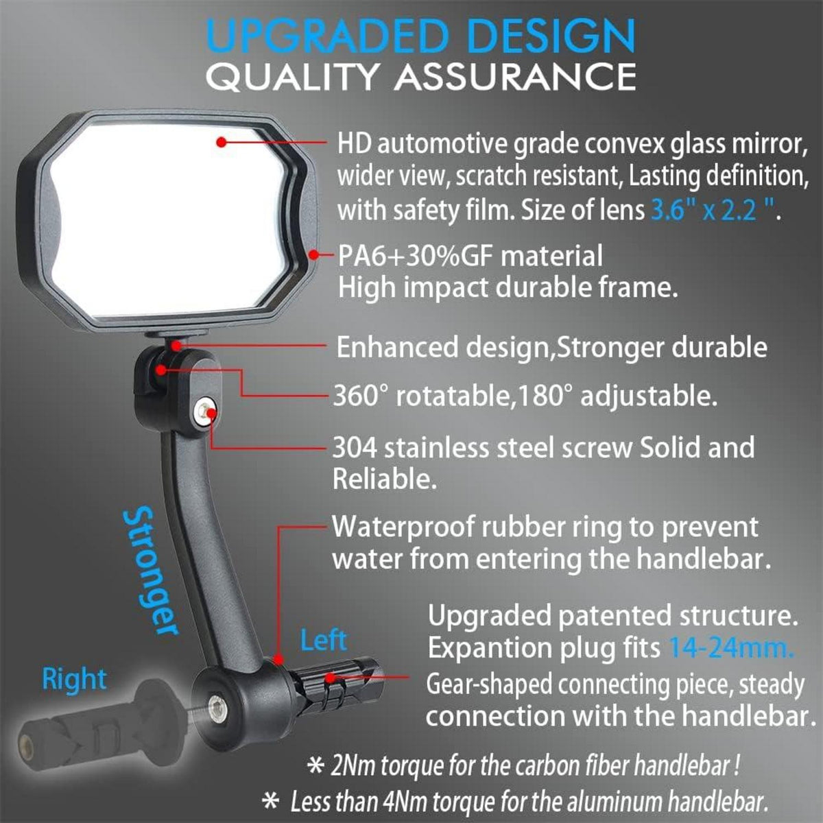 Fahrradspiegel BriskMore Bar End HD Konvexe Glaslinse sicherer