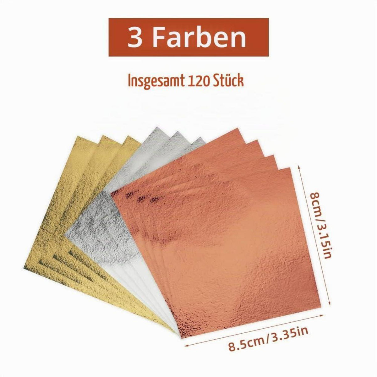 120 Blatt Imitation Blattgold – 3 Farben zum Basteln & Dekorieren
