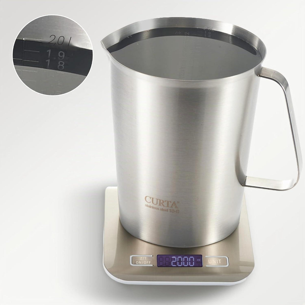 Edelstahl Messbecher 2000ml mit Ausguss – Präzise & Langlebig