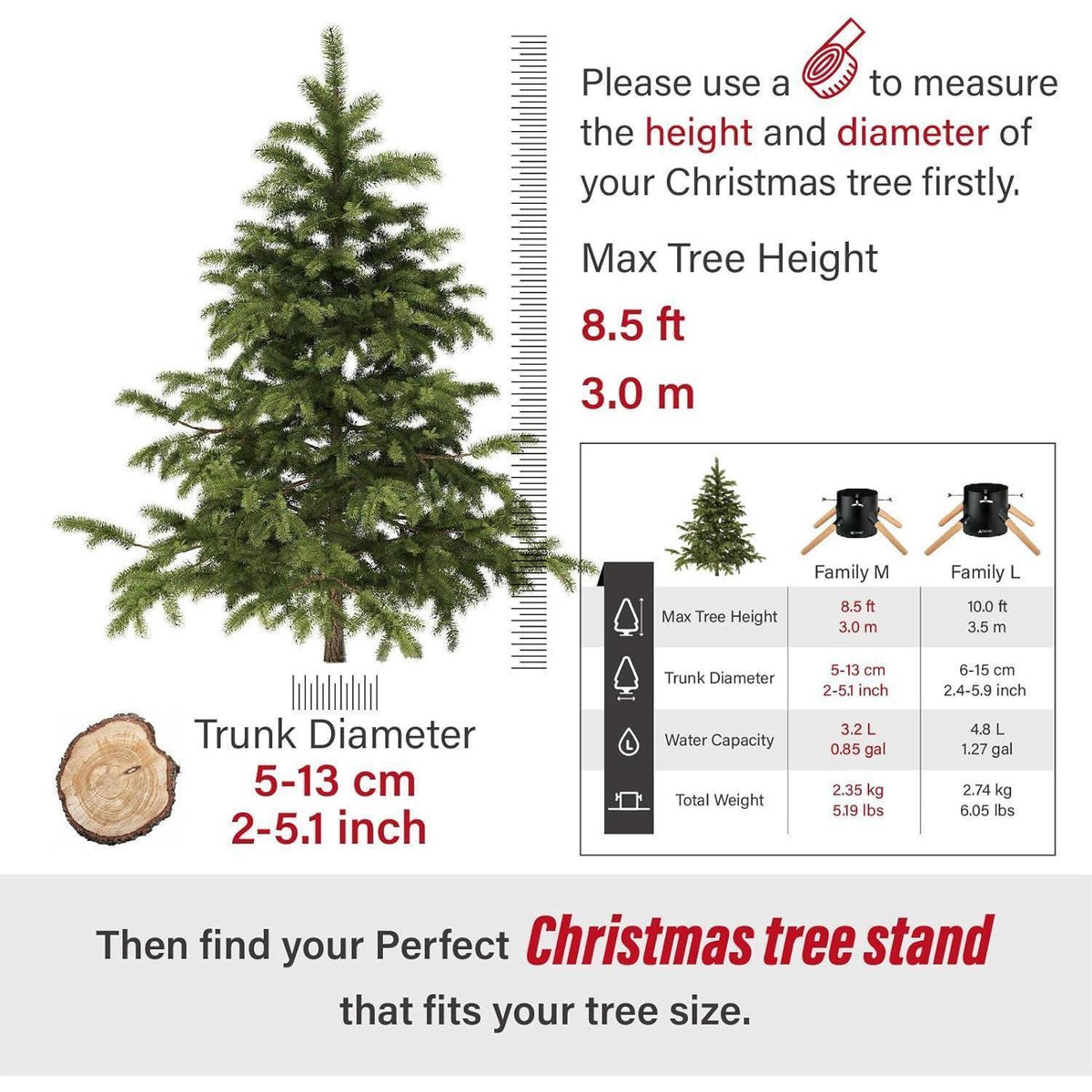 Weihnachtsbaumständer mit Wassertank für große Bäume bis 3m
