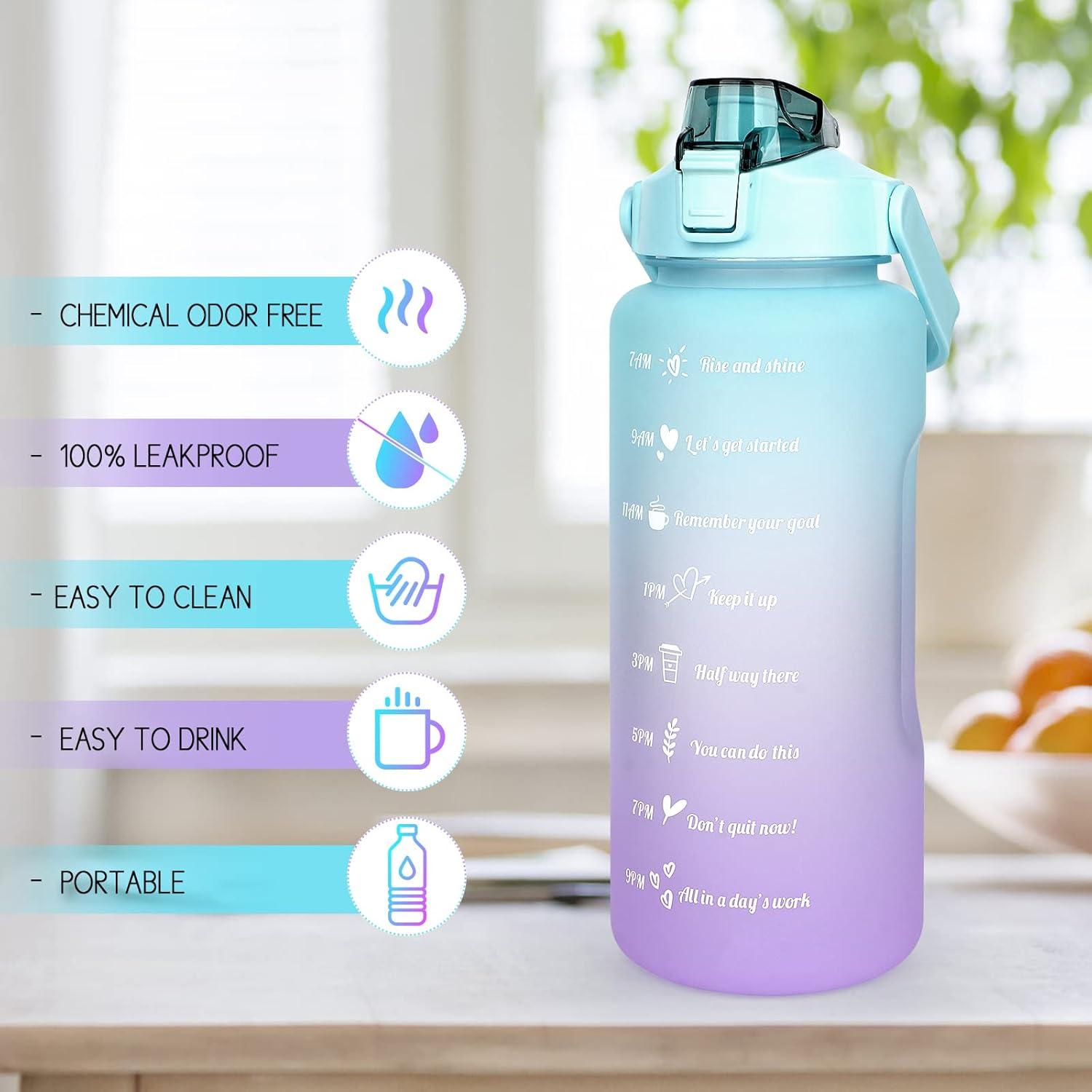 CodiCile 2L Trinkflasche BPA-frei Sportkrug mit Zeitmarkierung Strohhalm