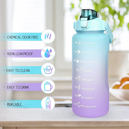 CodiCile 2L Trinkflasche BPA-frei Sportkrug mit Zeitmarkierung Strohhalm