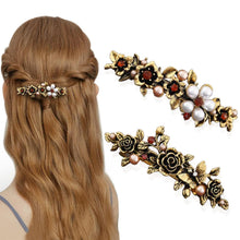 Französische Vintage Haarspange Groß Kristall Blume Perle Hair Clip
