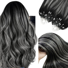 Silber Ombre Microring Haarverlängerung 50cm - 1B/S/1B