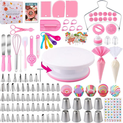 356-teiliges Torten Zubehör Set mit Drehteller & Spritzbeutel