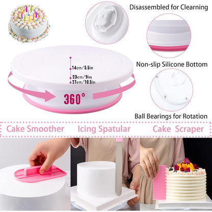 356-teiliges Torten Zubehör Set mit Drehteller & Spritzbeutel