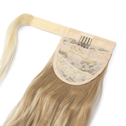 Lockiger Pferdeschwanz Clip-in Extension – Gebleichtes Blond & Sandy Blonde