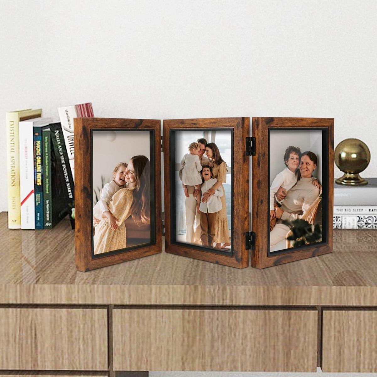 Shampsen Faltbarer Bilderrahmen Dreifach Braun 13x18 Collage Mutter Freund